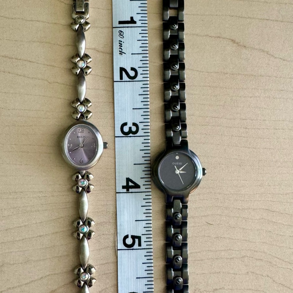Relic Silver Flower Purple Face Women's Watch - New Battery